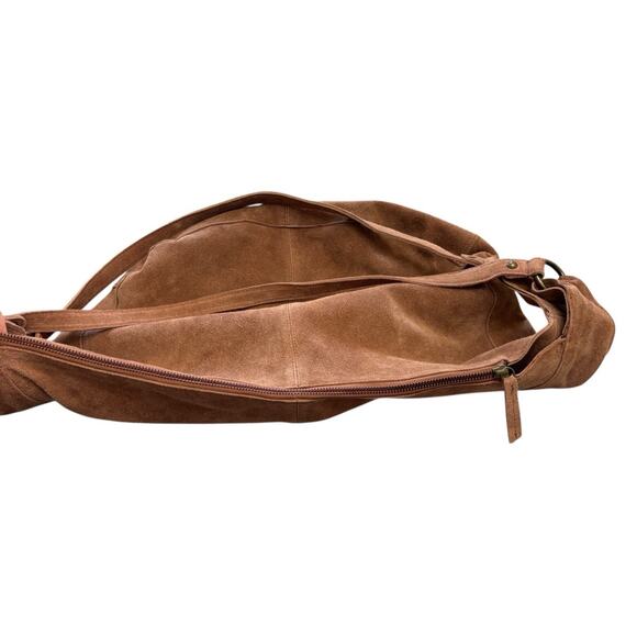 Free People Roma Suede Tote Bag in Coconut Shell Crossbody Slouchy Hobo Bohemian - Picture 8 of 14